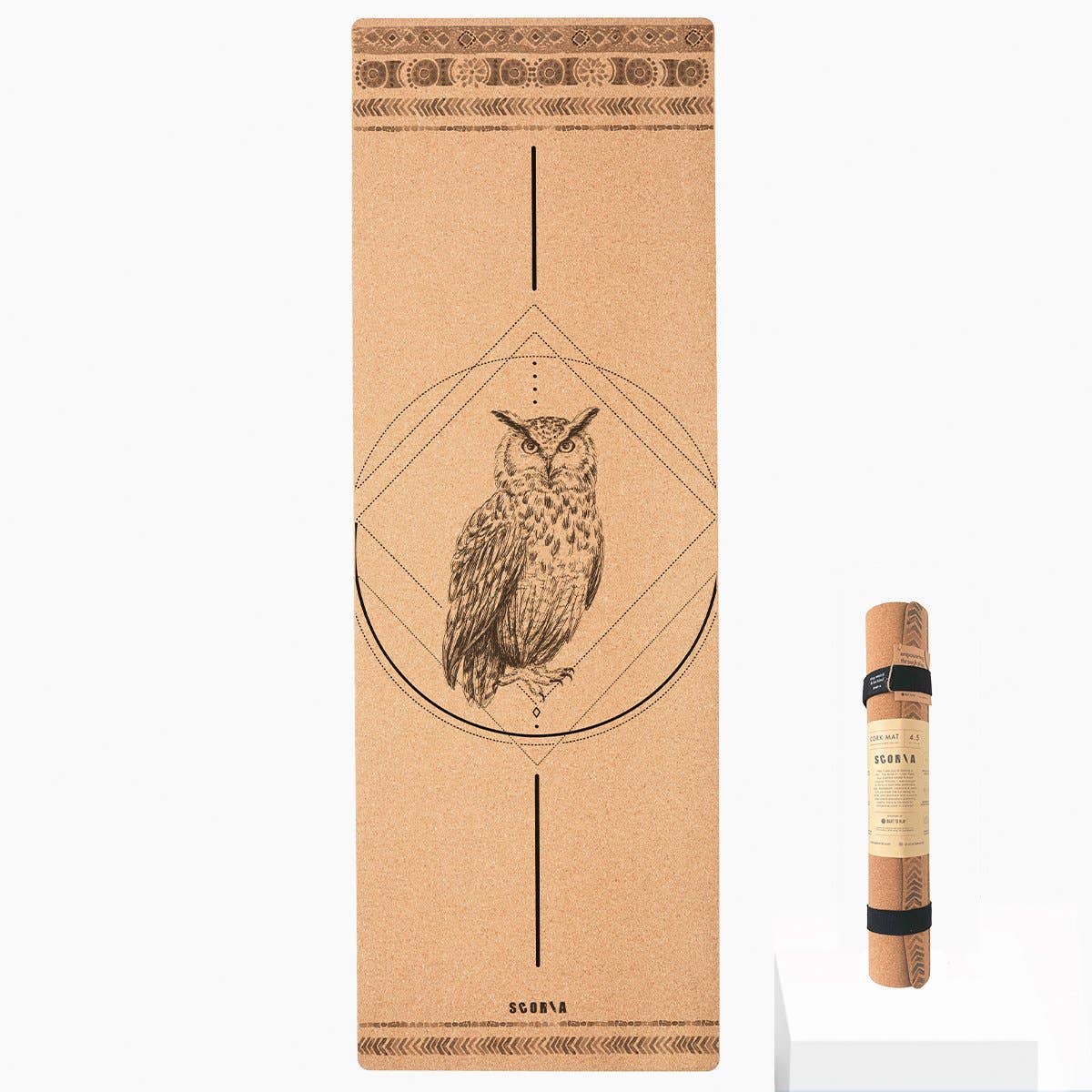Owl Cork Yoga Mat by Scoria