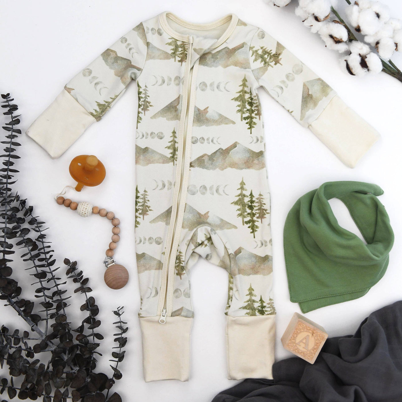 Organic Cotton Baby Pajamas 2-Way Zipper Sleeper, Zenith