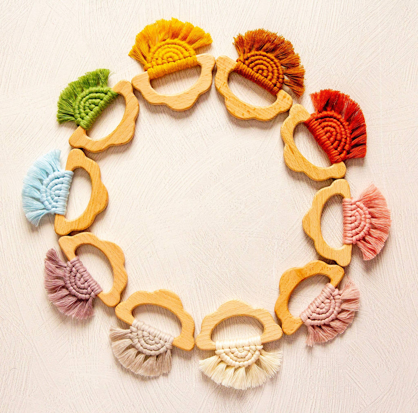 Organic Wood Cloud Teether for Babies - 10 pack assortment