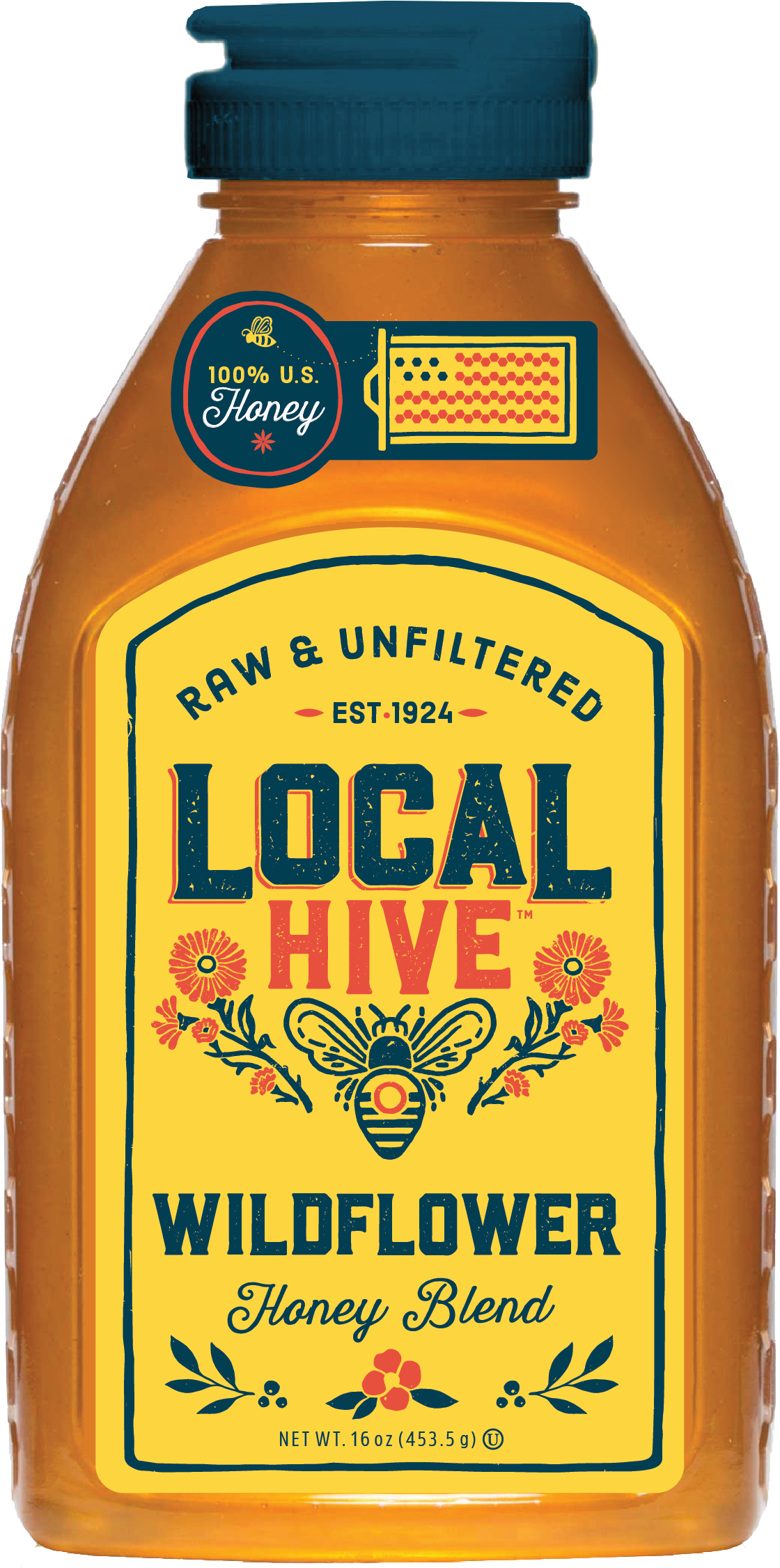 Local Hive, Raw & Unfiltered, Wildflower Honey Blend, 16oz