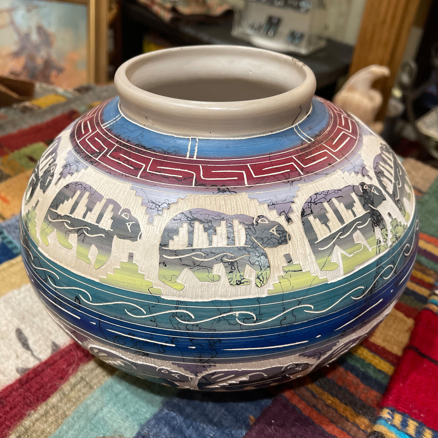 Navajo Grand Bowl with Bears by Walker