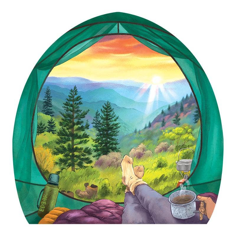 Tent View Mountains Camping Stickers