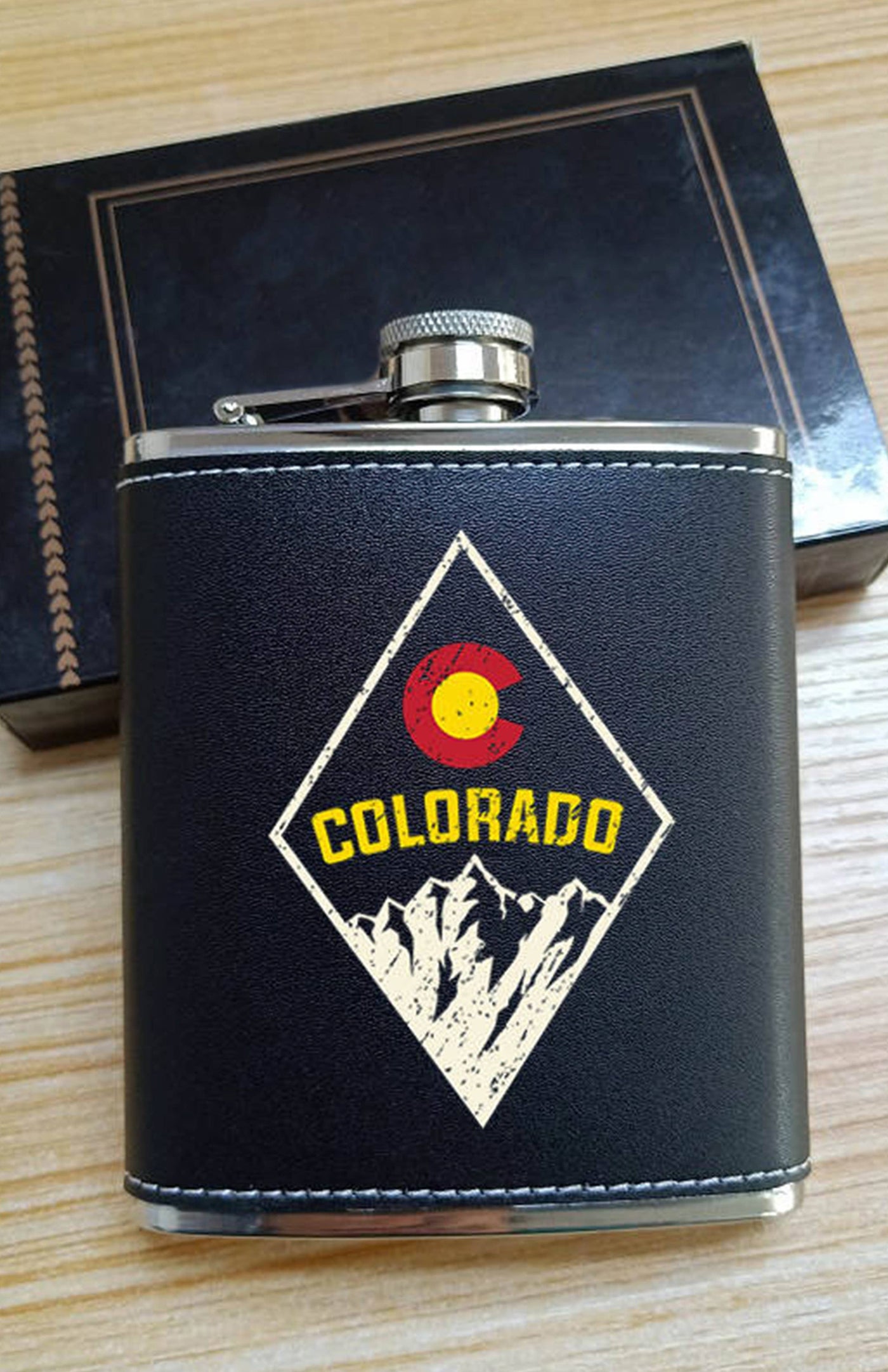 Colorado 7oz Leather Leak Proof Stainless Steel Hip Flask