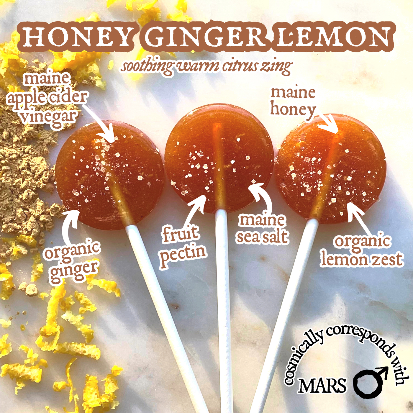 Plants & Planets Lollipops - Cosmic Candy Apothecary: Honey Ginger Lemon
